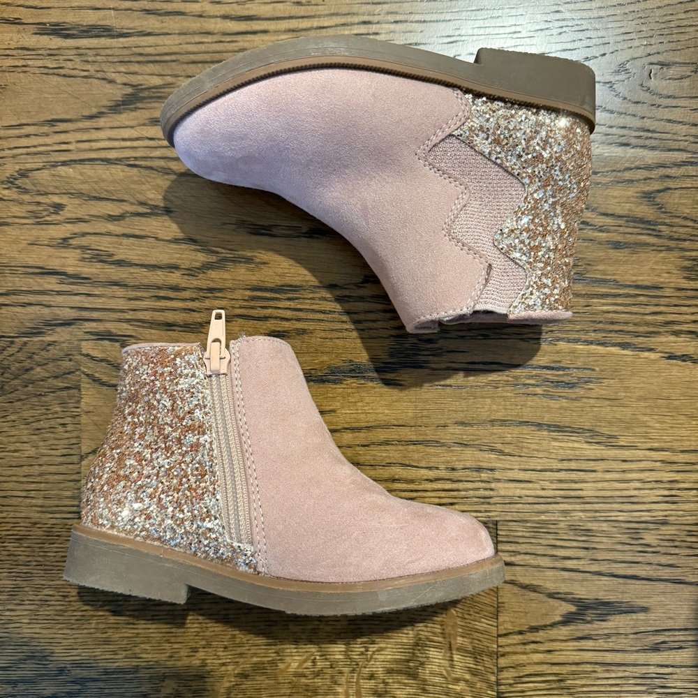 Rachel Zoe Pink and Gold Glitter Chelsea Boots